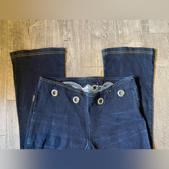Vintage Watch L.A Dark Blue Flared Leg Jeans, Made in the USA, Size 17/18 - Picture 4 of 8
